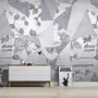 Rose Floral with Geometric Pattern Wallpaper Mural