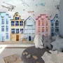 Helicopters on Colorful Amsterdam Style Houses Wallpaper Mural
