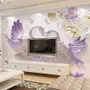 Papier peint panoramique cygnes en relief 3D