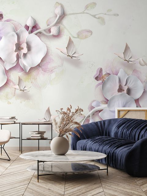 Purple Orchid Floral Wallpaper Mural