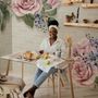 Vintage Pastel Pink Floral Wallpaper Mural