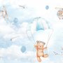 Niedlicher Bär fliegt mit Papierfliegern Fototapete