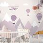 Papier peint paysage montagne montgolfières chambre bébé