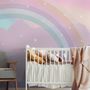 Kinderzimmer Fototapete Regenbogen mit Bunten Bergen und Glänzenden Sternen