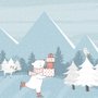 Eislaufender Weißer Bär im verschneiten Winterwald Fototapete