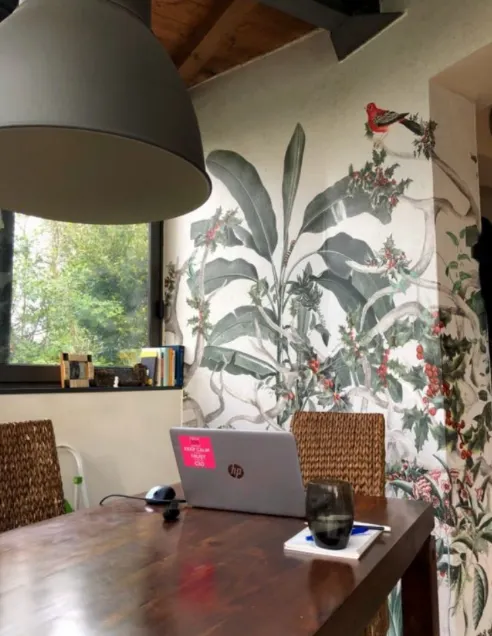 Tropical Leaves with Berries Wallpaper Mural