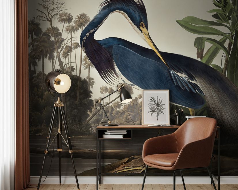 Tropical Landscape Blue Heron Wallpaper Mural