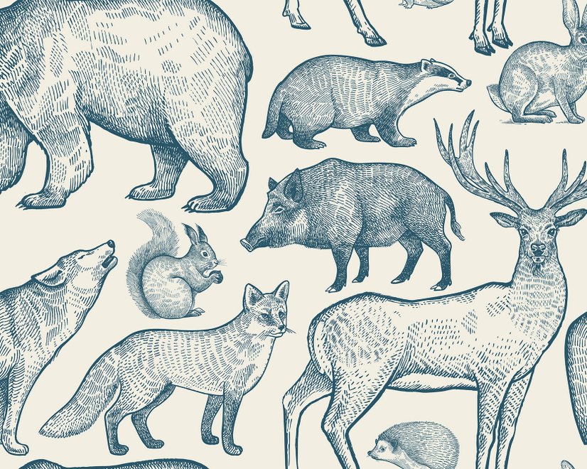 Papier peint dessin animal nordique enfants