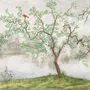 Misty Lake Landscape and Japanese Garden Wallpaper Mural