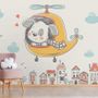Cute Puppy in Helicopter Wallpaper Mural