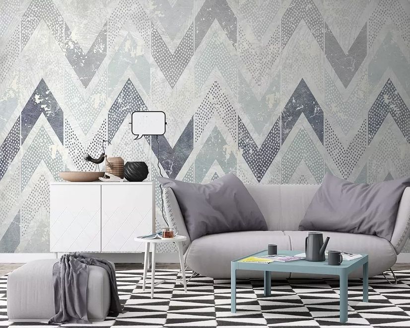Zigzag Pattern with Dot Work Wallpaper Mural