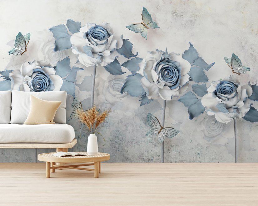 Sanfte Blaue Blumen Fototapete