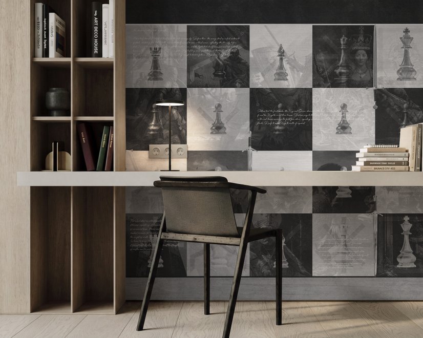 Monochrome Medieval Chessboard Historical Wallpaper Mural