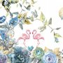Papier peint panoramique flamants roses et fleurs douces