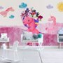 Cartoon Pink Unicorn Drawing Art Wallpaper Mural