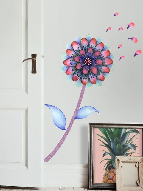 Aquarelle colorée Dahlia fleurs Stickers muraux Sticker