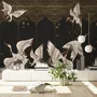Asian Crane Birds and Ornaments Wallpaper Mural