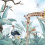 Kinder Safari-Tiere mit frischen tropischen Blättern Fototapete