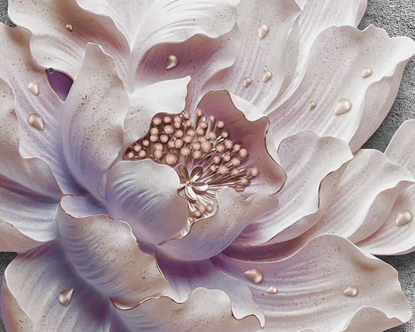 Elegant 3D Floral Pearl Wallpaper Mural
