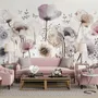 Watercolor Dark Poppy Flowers Wallpaper Mural