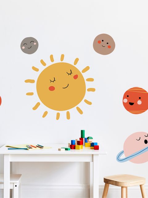 Stickers muraux soleil et planètes pour enfants