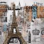 Papier peint panoramique typographie pays et Tour Eiffel