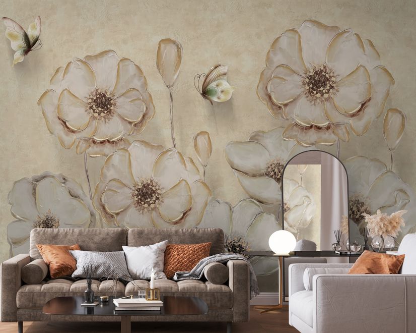 Monochrome Poppy Flower Wallpaper Mural