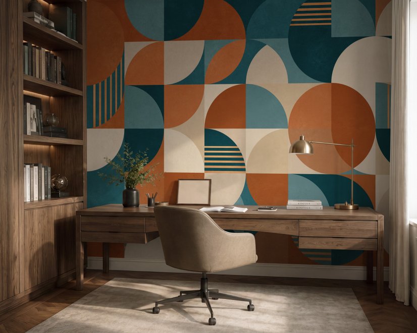 Retro Abstract Geometric Shapes Wallpaper Mural