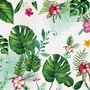 Papier peint panoramique fleurs mirabilis colorées et feuilles tropicales
