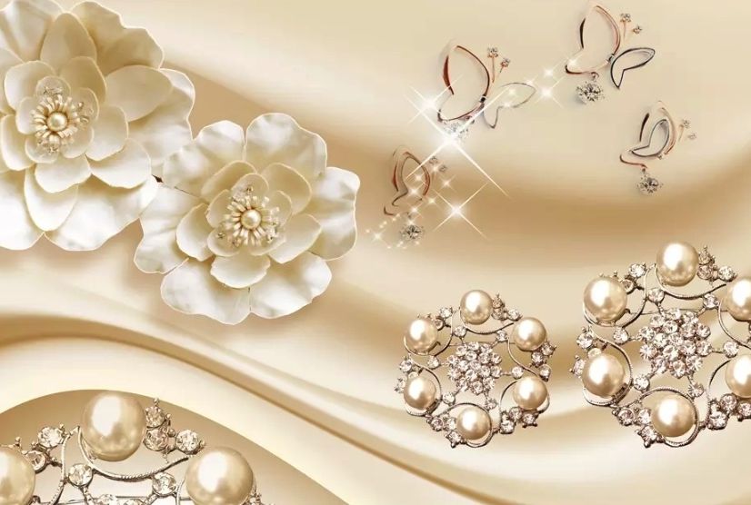 Gold Pearl Flower Wallpaper Mural