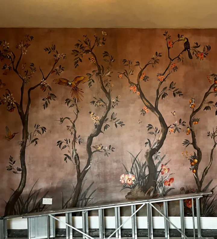Watercolor Chinoiserie Fruit Trees Wallpaper Mural