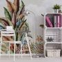 Papier peint panoramique vintage à feuilles tropicales