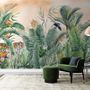 Tiger and Tropical Leaves Wallpaper Mural