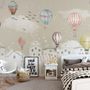 Kids Nursery Cartoon Winter and Little Hot Air Balloon Wallpaper Mural