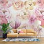 Papier peint panoramique floral rose pivoine