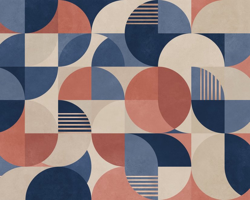 Retro Abstract Geometric Shapes Wallpaper Mural