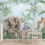 Fototapete Kinder Safari Tiere mit Jungtieren
