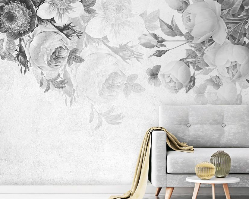 Bohemian Clematis Floral Bouqet Wallpaper Mural
