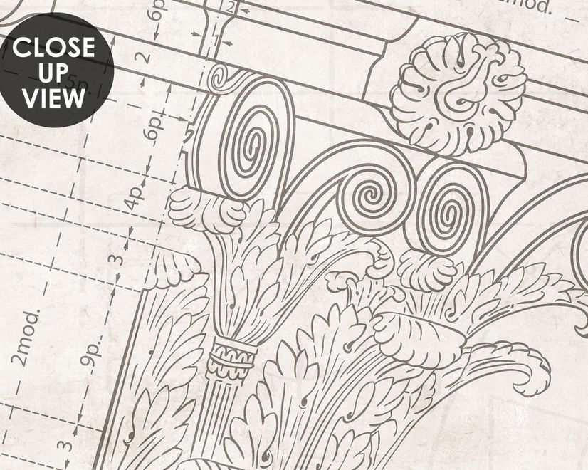 Antique Architectural Greek Column Drawing Art Wallpaper Mural