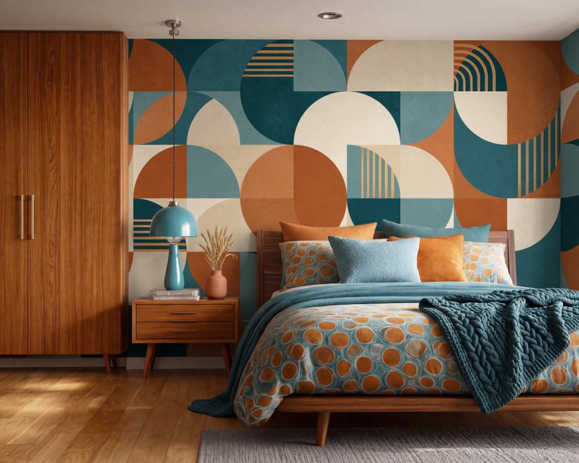 Retro Abstract Geometric Shapes Wallpaper Mural