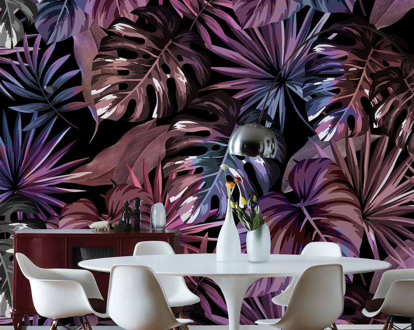 Colorful Tropical Leaf Wallpaper Mural