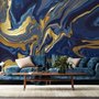 Flüssige Abstrakte Marmor Kunst Blau Gradient Fototapete