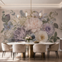 Elegant Pastel Botanical Flower Bouquet Wallpaper Mural