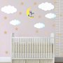 White Cloud and Stars Wall Decal Sticker