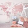 For Girls Pink Monochrome World Map Wallpaper Mural