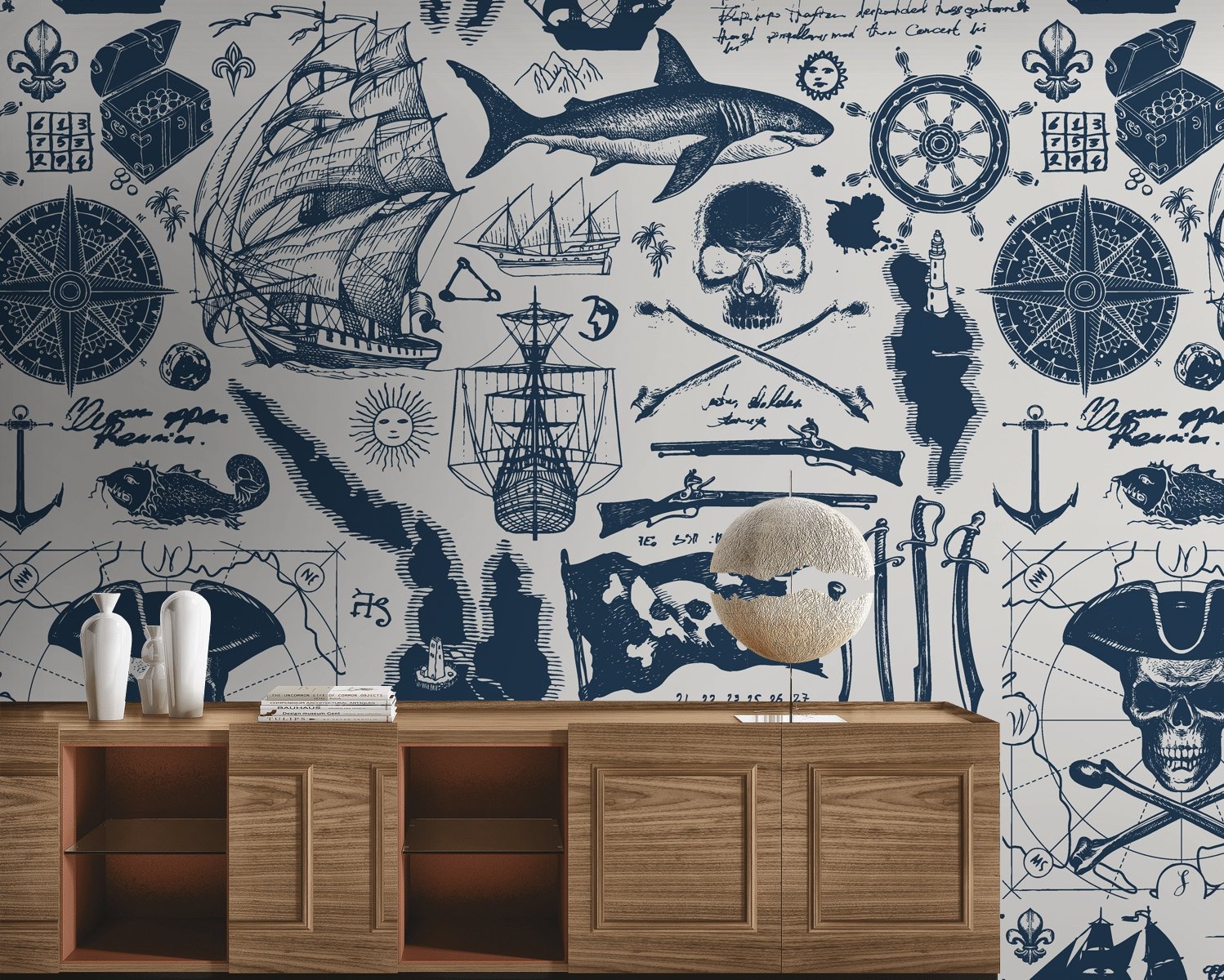 Sailor Map Adventure Kids Wallpaper Mural - Peel and Stick