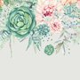 Papier peint panoramique art floral vert tendre nostalgique