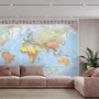 Political World Map and Country Flags Wallpaper Mural