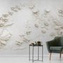 3D Embossed Look Cement Lily Flower Wallpaper Mural
