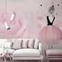 Ballerina Girl and Pink Roses Wallpaper Mural